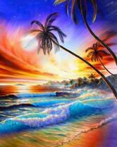 Море и пляж в радужных красках