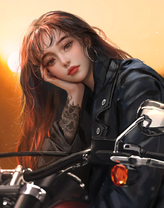 Красивая девушка на байке