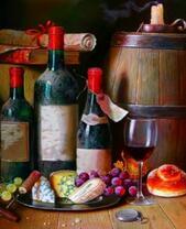 Крепкое вино с сыром и виноградом