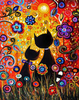 Котики среди сказочных цветов