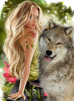 Девушка с тату и волк