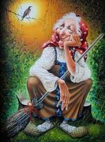 Бабушка-яга на пеньке