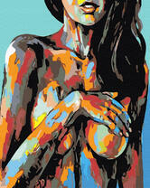 Портрет обнаженной девушки в красках