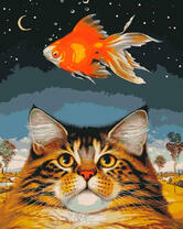 Мечты котика о золотой рыбке