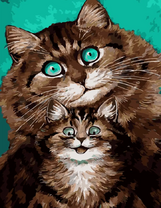 Зеленоглазая кошка и ее котёнок