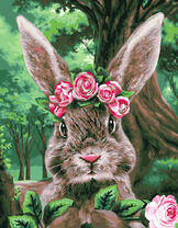 Кролик с цветочным веночком на голове
