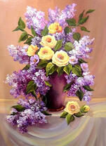 Роскошный букет сирени и роз