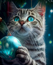 Голубоглазый котёнок с шариком