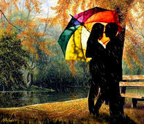 Встреча в парке под радужным зонтом