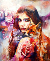 Девушка, лиса и роза