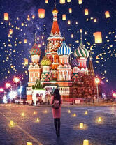 Запуск китайских фонарей у храма