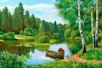 Одинока лодка у берега реки