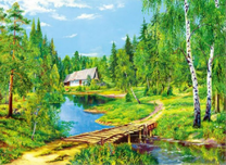 Деревянный мостик через реку к дому