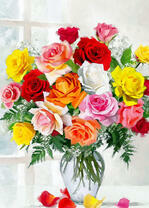 Красивый букет разноцветны роз