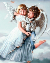 Веселые ангелочки с цветочками