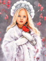 Милая девочка со снегирем