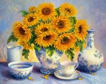 Солнечное чаепитие из голубого фарфора