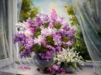 Сирень и ландыши в вазе