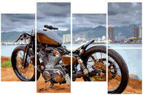 Harley Davidson на фоне большого города