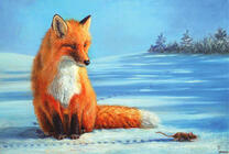 Лисица и мышь на снегу