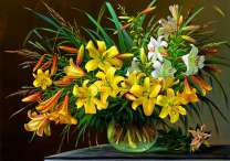 Разнообразие лилий в одном букете