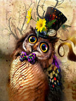 Сова в цилиндре и бабочке