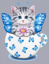 Котёнок с крылышками в чашке