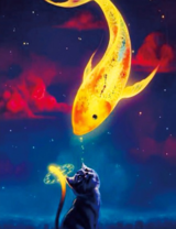 Котёнок и золотой карп