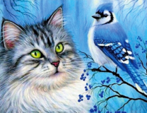 Котик и синий кардинал