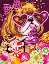 Пикинес в очках и конфеты