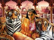 Восточная девушка и два тигра