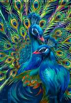 Два роскошных павлина