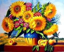 Букет с подсолнухов и абрикосы