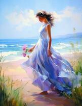 Девушка босиком на берегу моря