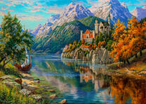 Замок и осенний лес у реки