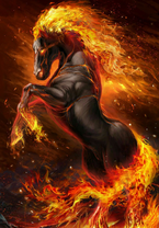 Черный конь с огненной силой