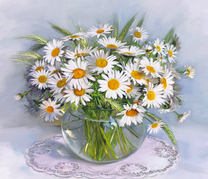 Ромашки с колосками в одном букете