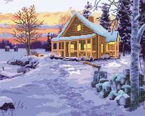 Дом из бруса в зимнем лесу